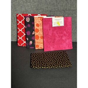 Assorted FAT QUARTER LOT OF 5 Magenta Orange Pomegranate Red Halloween 18"x 21"